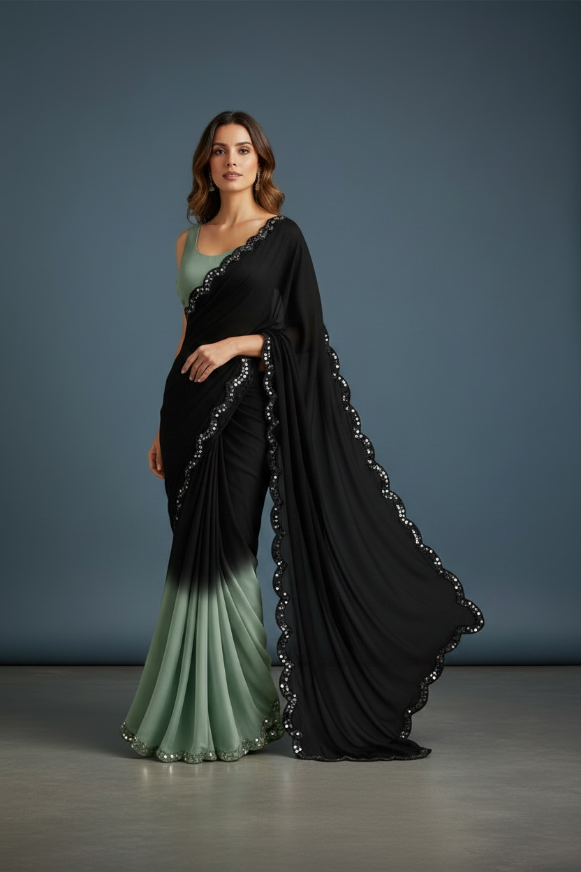 Midnight Sage Saree